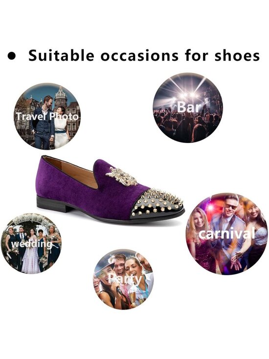 Meijiana Men\'s Purple11 Leather Velvet Loafers Embellishment Luxury Formal Shoes main image 6